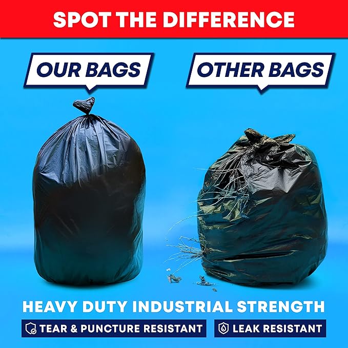 95-96 Gallon Trash Bags Heavy Duty (25 Bags w/Ties Value pack) Extra Large Trash Bags 90 Gallon 95 Gallon 96 Gallon 100 Gallon