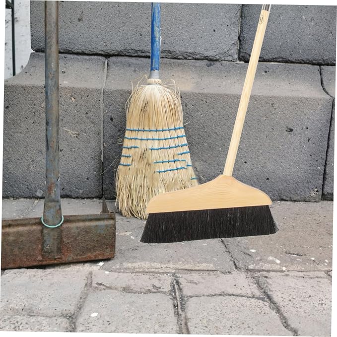 STOBOK Horse Hair Broom with Horsehair Bristles and Stainless Steel Handle Soft Broom for Sweeping Indoor Hardwood Floors Ideal for Home Hair Salon and Pet Hair Removal