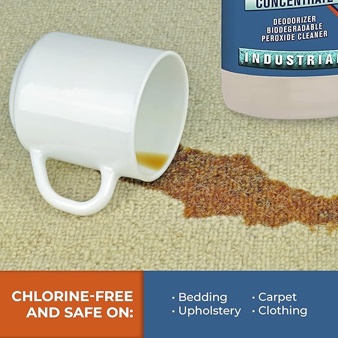 Chem-Girl OxyPro Concentrated Multi-Purpose Surface Cleaner to the Rescue - Chlorine-Free Oxygen-Powered Stain &amp Odor Remover 5 Percent Hydrogen Peroxide (H2O2) 1 Quart 2-Pack