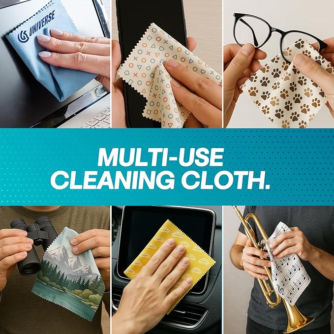Ships Next Day Made in USA - Customizable Microfiber Cleaning Cloth - Perfect Eyeglass Cleaner Promotional Gift - Premium Microfiber Lens Wipes - Logo or Image Printed (25 Pack) Single Sided