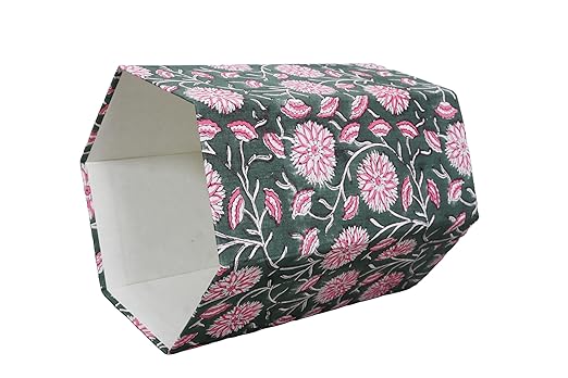 Handmade Cotton Paper Waste Basket Stylish Trash Can for Home or Office (1 White Pink FLOWAR)