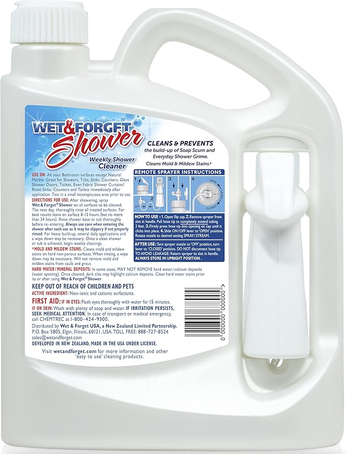 Wet &amp Forget Shower Cleaner Spray Multi-Surface Weekly Application Requires No Scrubbing Bleach-Free Formula Ready to Use Fresh Scent 3 Months of Cleaning 64 Fluid Ounces 1 Pack