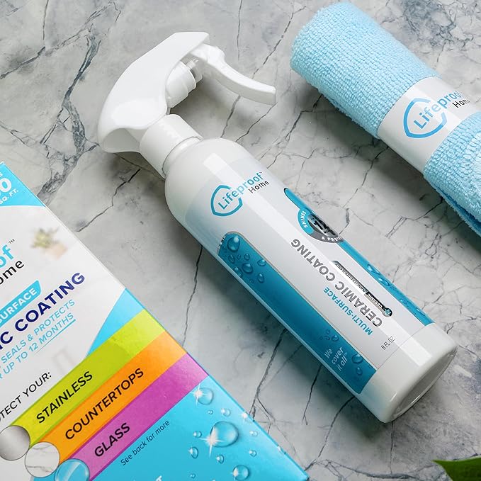 Lifeproof Ceramic Coating Spray Kit - Shine Seal &amp Protect Kitchen &amp Bath Surfaces Repels Stains &amp Grime