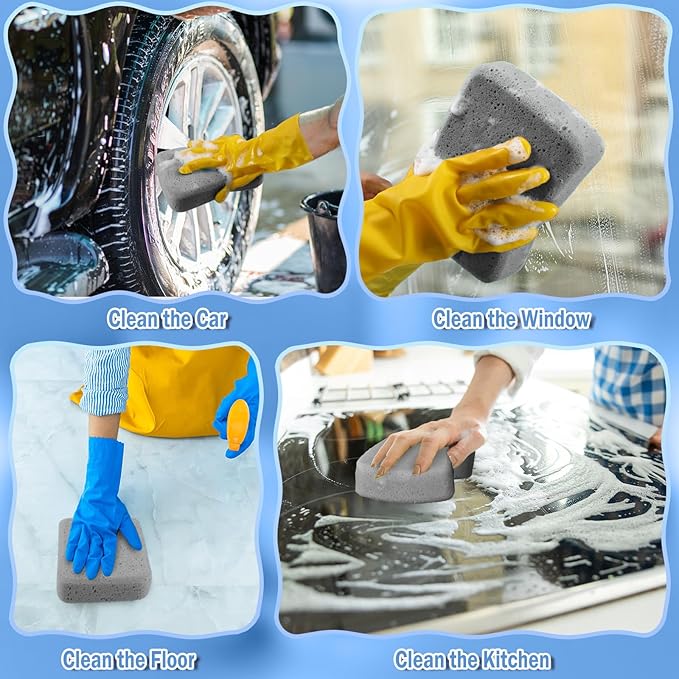 Tioncy 24 Pcs Large Car Wash Sponges Bulk 7.5 x 5.5 x 1.9 Inch Grouting Foam Cleaning and Washing Sponge Commercial Foam Large All Purpose for Kitchen Bathroom Household (Grey)