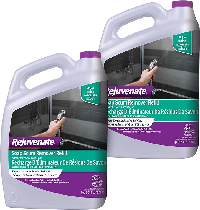 Rejuvenate Soap Scum Remover Refill Easily Dissolves Soap Scum Without Scrubbing 1 Gallon 2 Pack