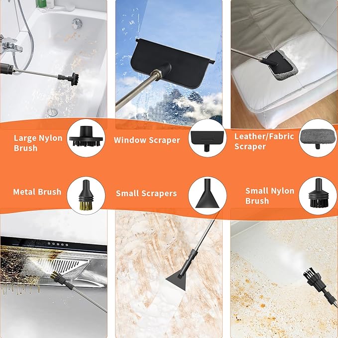 Handheld Steam Cleaner for Home 2500W High Temperature Pressurized Machine 1.7L Water Tank Handle-controlled Steam Output Portable Cleaning Steamer for Car Bed Bugs Furniture Grout Red