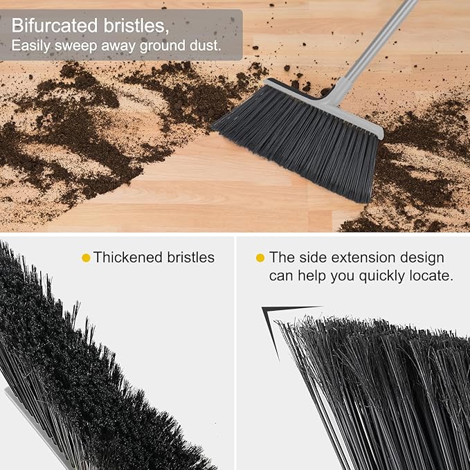 KeFanta 4 Packs Outdoor Broom Heavy Duty with 55 Long Handle Commercial Brooms for Sweeping Indoor Courtyard Restaurant Garage Patio Decks Mall Market Kitchen Office Lobby Shop