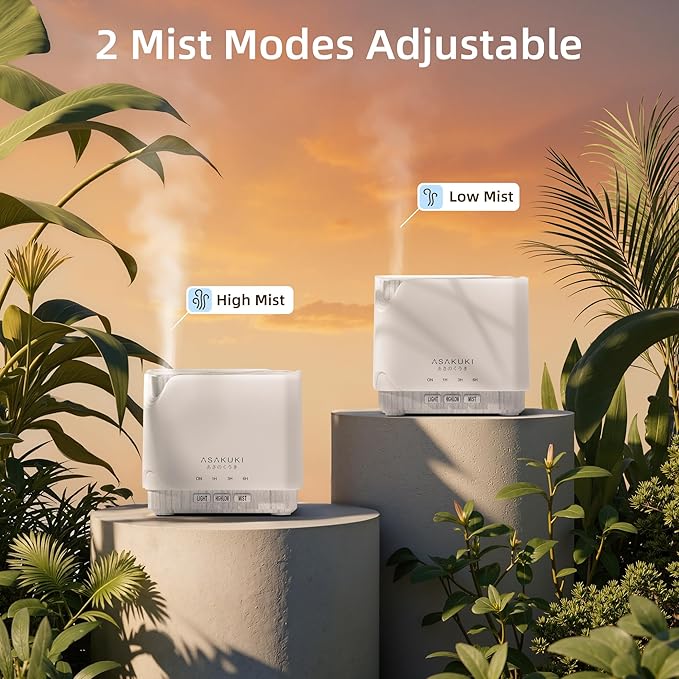 ASAKUKI Essential Oil Diffuser for Home Large 700 ml Humidifier with Automatic Shut-Off Quiet Aromatherapy Diffuser with 7 LED Lights for Living Room Kitchen Bedroom Hotel - White
