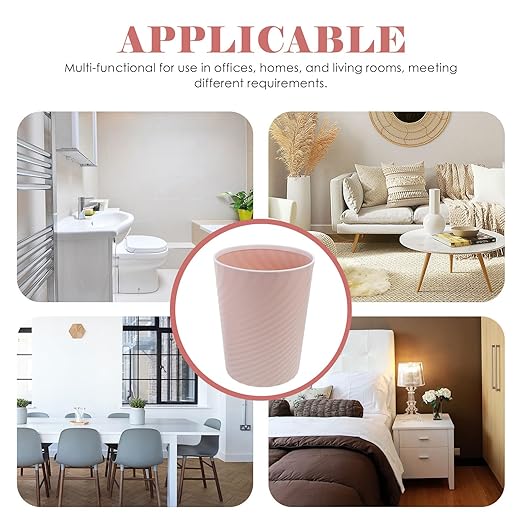 Practical Small Trash Can Wastebasket for Bathroom Kitchen Office Living Compact No Lid Garbage Bin in Pink Smooth Interior Easy to Clean Stylish Home and Workspace Organizer