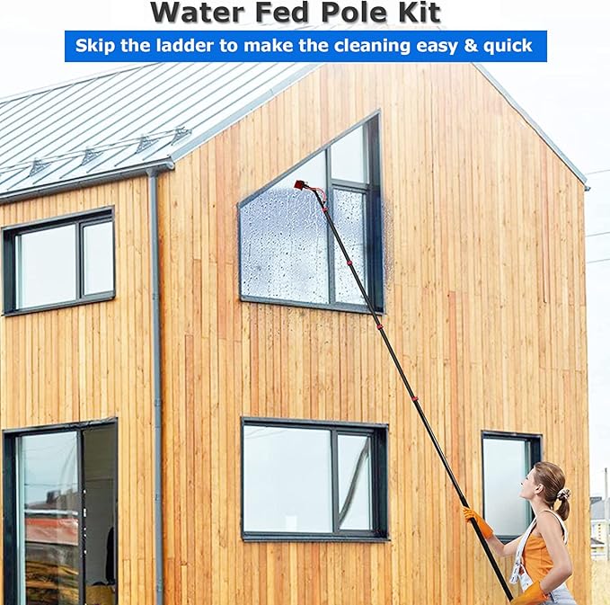 Window Clean Water Fed Pole Kit 55cm Brush Washing Equipment Telescopic Extension Pole Cleaning Kit for Window Cleaning Photovoltaic Panel Cleaning Trucks55cmbrush-20FT/6M