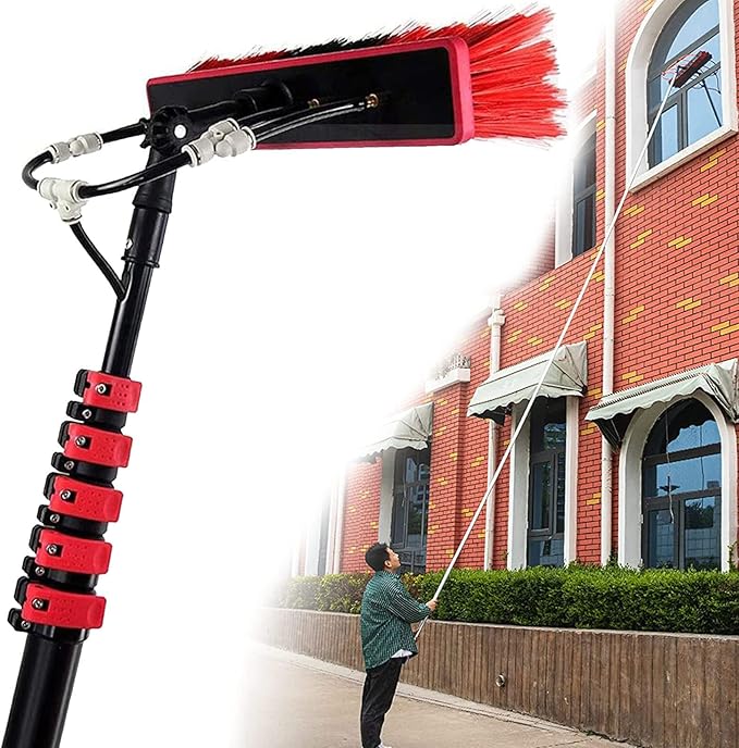 Water Fed Pole Kit 5.4M Outdoor Window Cleaning Brush Glass Solar Panel Cleaning Extendable Telespole Water Fed Brush Spray Washer