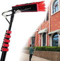 Extendable Water Fed Pole Kit 12-39 Feet Telescopic Window Cleaning Brush &amp Solar Panel Cleaner 30cm Brush with Spray Washer Ideal for Outdoor Use
