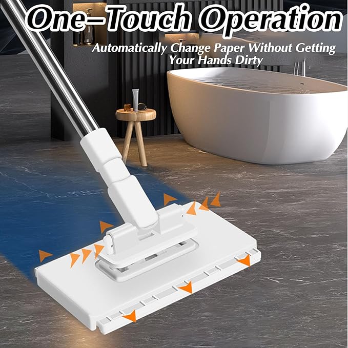 Mopa Desechable para Polvo Con 4 Paños ReutilizablesNo-Wash MopHands-Free Face Wash Towel Mop Dry Wet Mop for House Wall Bathroom Toilet Corners Door Window Gaps