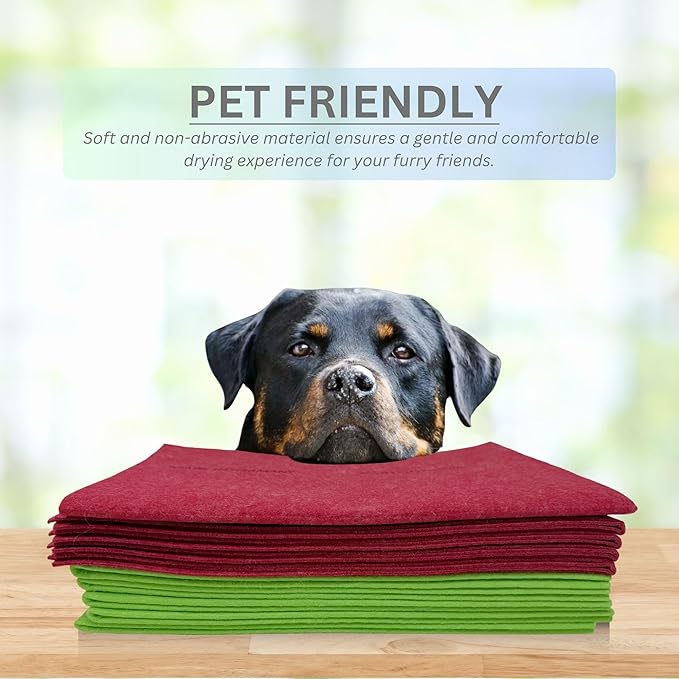 10 Pack Extra Large Original German Holiday Shammy Cloths Chamois Towels Super Absorbent for Pets Parenting Tool Cleaning for Home and Commercial Use Wholesale Bulk (Red and Green)
