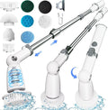 Electric Spin ScrubberFloor Power Scrubber with Long Handle Dual SpeedsCleaning Brush CordlessShower Scrubber Scrub Brush with 3 Adjustable Angles8 Brush Heads for Bathroom Tile