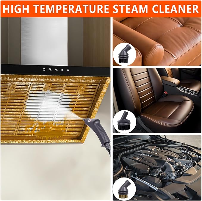 Steam Cleaner for Home &amp Car 15s Fast Heat Portable Steam for Cleaning Handheld 1.2L Tank 6-Level Adjustable Handle with 13 Piece Accessories Kit for Car Floors CouchesGrout Furniture