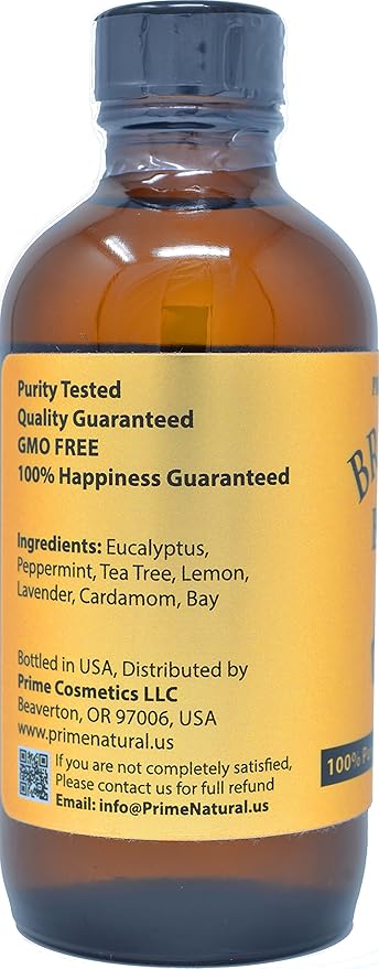 Prime Natural Breathe Essential Oil Blend 4oz - Pure Undiluted Therapeutic Grade for Aromatherapy Scents &amp Diffuser - Sinus Relief Allergy Congestion Cold Cough Headache