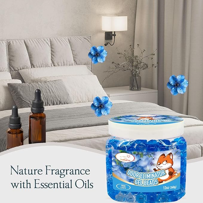Odor Eliminator Gel Beads 12 oz 6 Pack Air Freshener Beads for Home &amp Car Pet Neutralizes Odors for Bathroom Closet Pet Area &amp RVs Long-Lasting Natural Fresh Linen