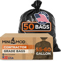 Contractor Garbage Bags 55 Gallon Heavy Duty | 50 Count | Construction Bags Heavy Duty with Ties | 55-60 Gallon Trash Bag for Contractors