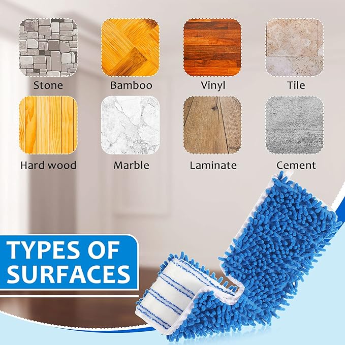 Chengu 6 Pieces Microfiber Flip Mop Refills Replacement Heads Double Sided Cleaning Pads Machine Washable Mop for Dry and Wet Kitchen Home Use