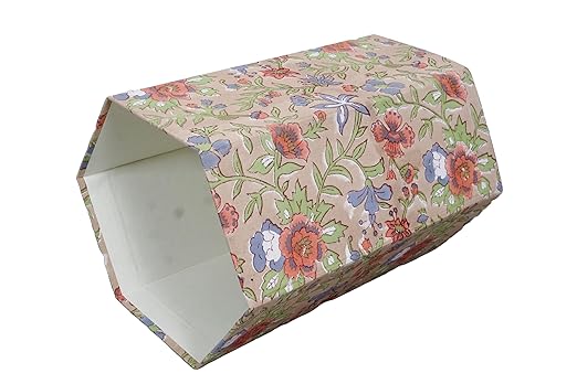 Generic 3.3 Gallon Cotton Hand Block Printed Paper Waste Basket |Small Decorative Trash Can for Housewarming Gifts in Living Room Bedroom Bathroom | Eco-Friendly Plastic-Free (1 CR. BLUE GREEN)