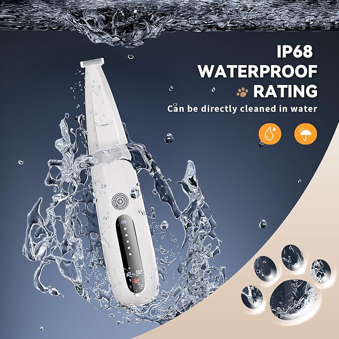 2026 New Pet Precision Trimmer Dog Paw Trimmer with LED Light Low Noise IP68 Waterproof Dual-Speed Motor Suit for Trimming Paw Ear Face Butt Eyebrows USB Rechageble