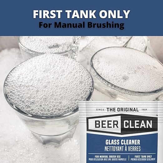 BEER CLEAN Diversey Bar Glass Cleaner 0.5 oz Packets (100-Pack) – Concentrated Powdered Compound for Hot/Cold Water Odorless Detergent No Residue Use for Manual Brush 3-Sink Systems 990221