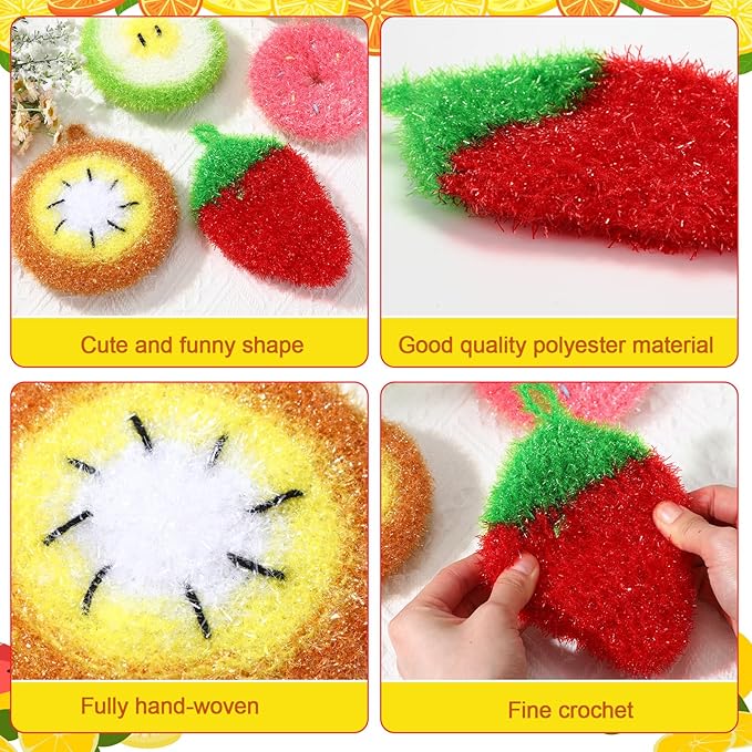 Mifoci 16 Pcs Fruit Dish Scrubber Non Scratch Dish Washing Scrubbers Double Layered Dishes Washing Sponges Reusable Household Cleaning Kitchen Tools for Dishwashing Dishes Cookware Tubs Sinks