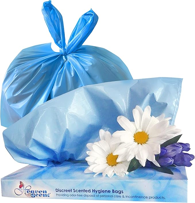 Heaven Scent Hygiene Bags Bundle - 85 Scented Trash Bags (35 Large + 50 Small) Discreet Waste Disposal for Adult Briefs &amp Feminine Products | MADE IN THE USA |