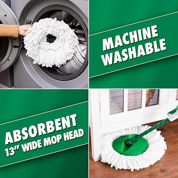 Libman Tornado Spin Mop System with Refill Heads Microfiber Spinning Mop and Bucket with Wringer Set for Home Floor Cleaning of Hard-Wood Laminate Tile All Surface Cleaner