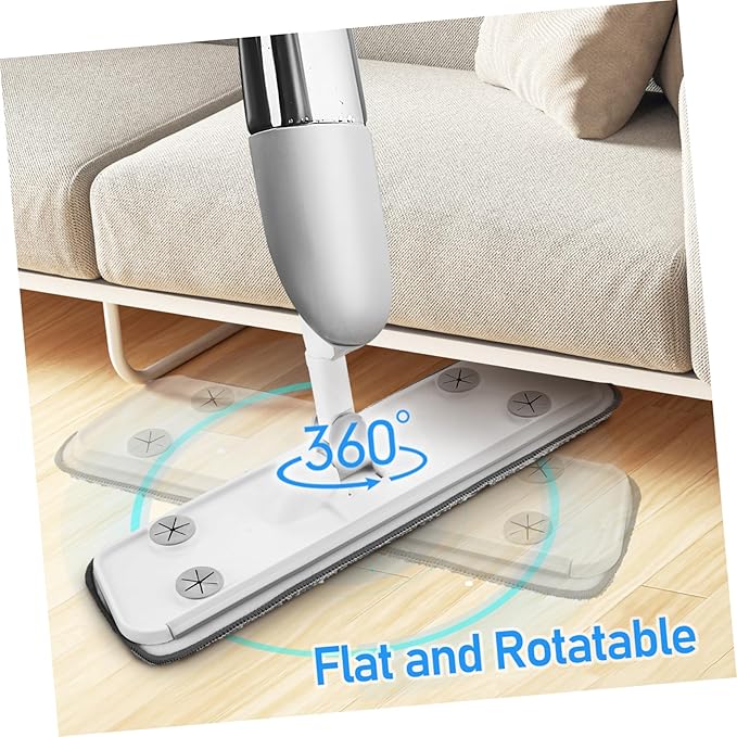 Mop with Refillable Wet Pads Rotatable Microfiber Flat Mop for Efficient Floor Cleaning for Hardwood Tile and Marble Surfaces Easy to Use with Water Tank