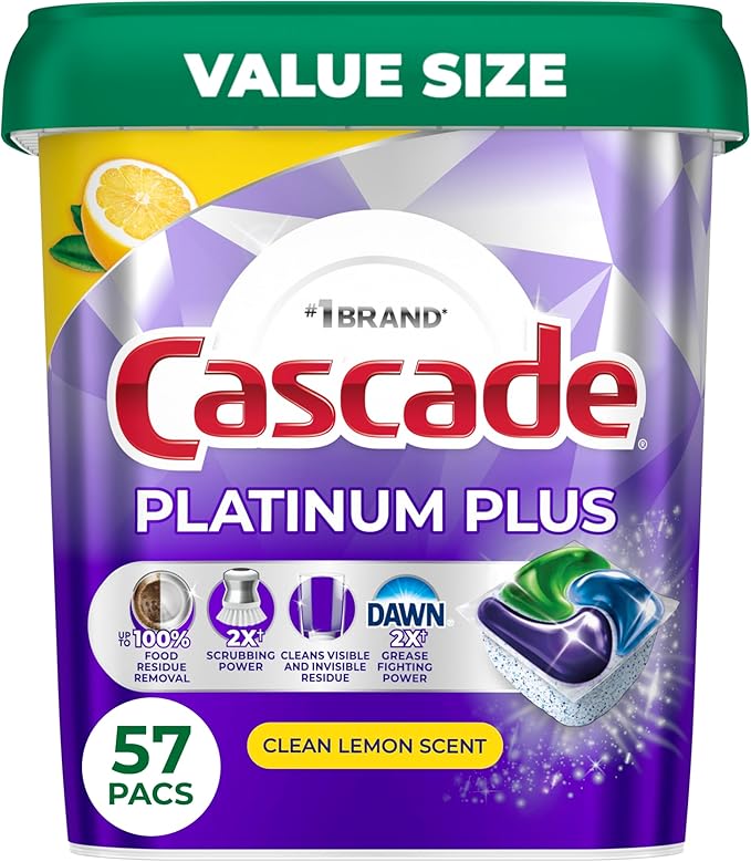 Cascade Platinum Plus Dishwasher Pods Dishwasher Detergent Dish Detergent Soap Lemon 57 Count