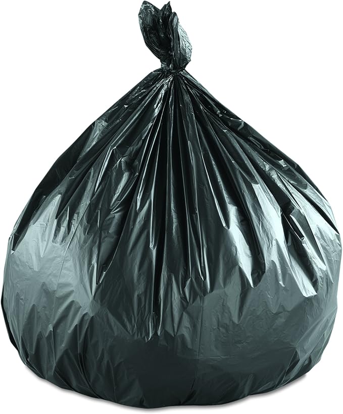 Inteplast Group VALH4348K22 46 Length x 43 Width x 19 Mic Thickness Black Color HDPE Commercial Coreless Valu-Plus Institutional Trash Can Liner (Case of 6 Roll 25 Bags per Roll)
