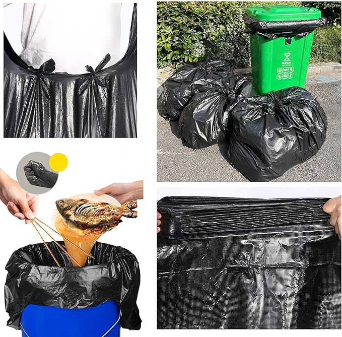 100 Counts Ultra Strong 13 Gallon Black Trash Bags 2 Mils 12 Gallon 13 Gallon 14 Gallon Multi-Use Bin Liners Food Scrap Waste Tall Kitchen Garbage Bags for Home Office Kitchen (12-13Gallon)