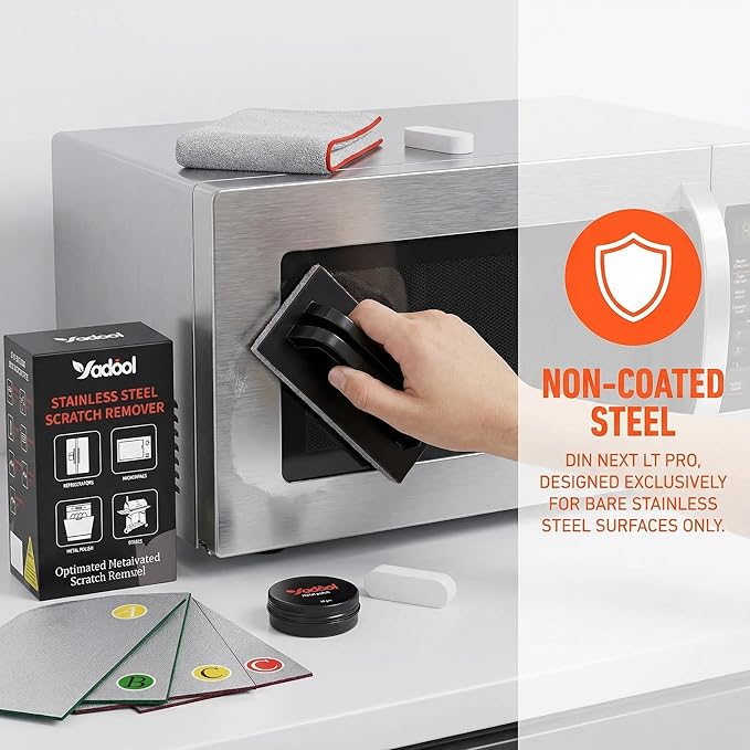 Stainless Steel Microwave Scratch Remover Kit for Non-Coated Stainless Steel Surfaces Removes Scratches Scuffs Abrasions Restores Brushed Finish DIY Repair Solution