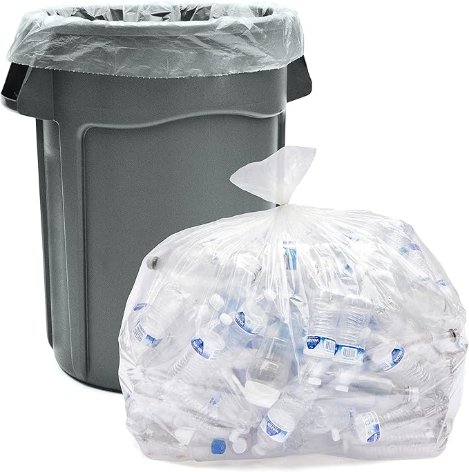 Veska 30-33 Gallon Clear Trash Bags Heavy Duty (Value Pack 250 Bags) Large Clear Plastic Recycling Garbage Bags. Large Trash Bags 30+ 32 Gallon