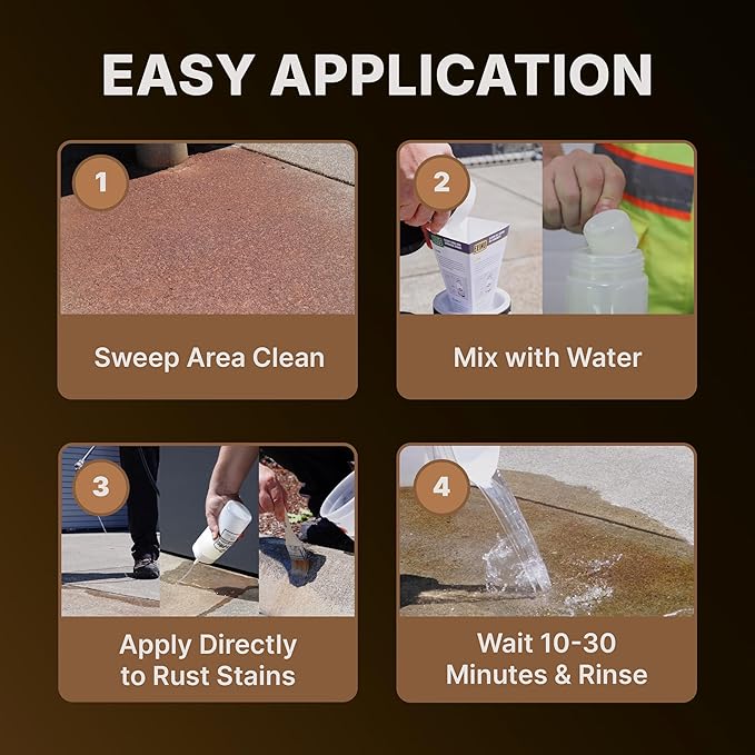 CAF Lift Pro Rust Stain Remover Concentrate for Concrete Pavers Brick Tile and Grout Outdoor Natural Cleaner Powder Makes 1 Gallon No Scrub Rust Remover for Driveway Patio and Asphalt Surfaces