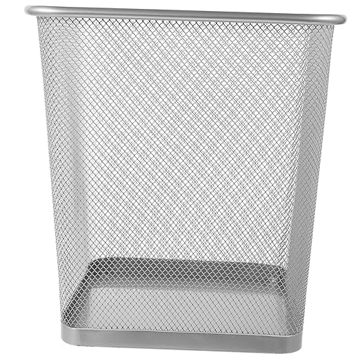 Garneck Household Sturdy Iron Framed Trash Can Ventilated Mesh Design Garbage Container for Bedroom Office and Indoor Use Stylish and Practical Wastebasket