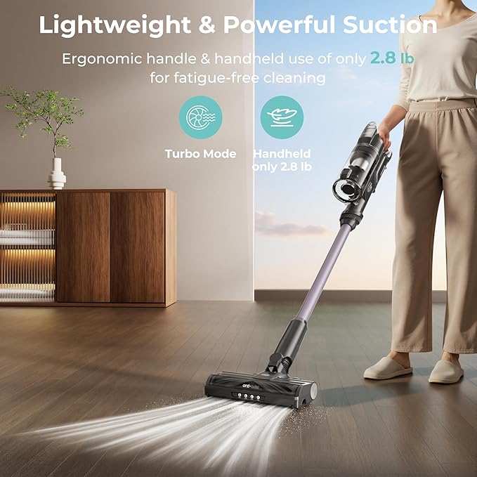 CANDY Cordless Vacuum Cleaner45Mins Vacuum Cleaners for HomeStick VacuumStrong SuctionRemoveable BatteryAnti-TangleOne Click CleanLightweight Handheld for Hardwood Floor Carpet Pet Hair Car