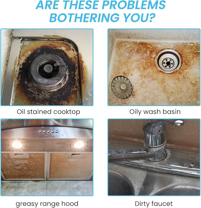 Kitchen Cleaning Powder - Removes Grease Rust &amp Dirt From Stove Hood Tiles &amp Sink(3PCS)