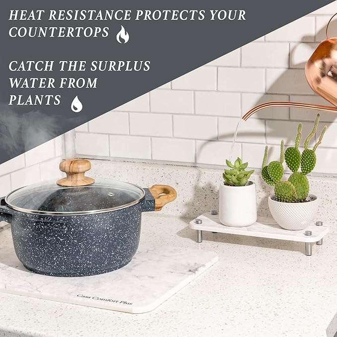 Stone Dish Drying Mat 2 Piece Set Water-Absorbent. Stone Drying Mat For Kitchen Counter [Quick Drying] Diatomaceous Earth Dish Drying Mat Contains Large &amp Small Stone Drying Tray. L11.75 x W15.