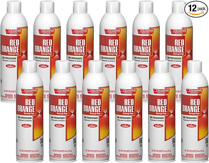 Champion Sprayon Water-Based Air Freshener Spray 14 oz Odor Control Room Freshener Red Orange (Case of 12)