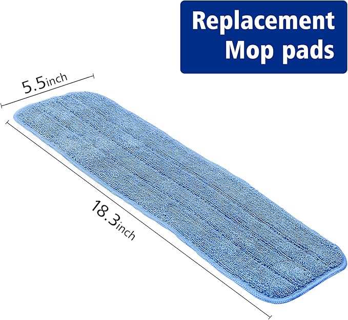 Replacement Washable Microfiber Absorbing Mop Head - Compatible with E-Cloth Deep Clean Mop Head Wet &amp Dry Cleaning Cloth Refills for All Hard-Floor (Blue) 6Pack