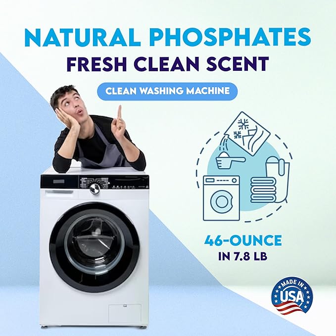 Laundry Detergent Powder with Phosphate - For All Machines Fresh Clean Scent - Mess-Free - With Scoop - Safe for All Fabrics Greywater &amp Septic… (46 Ounce Pack of 2)