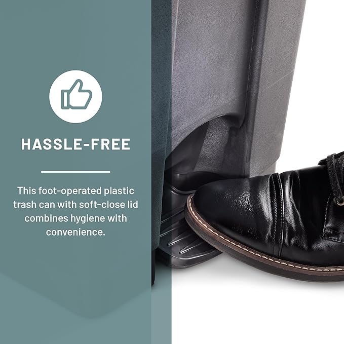 Safco Plastic Step-On Trash Can for Hands-Free Disposal Great for Home and Commercial Use 12 Gallon Black (9925BL)