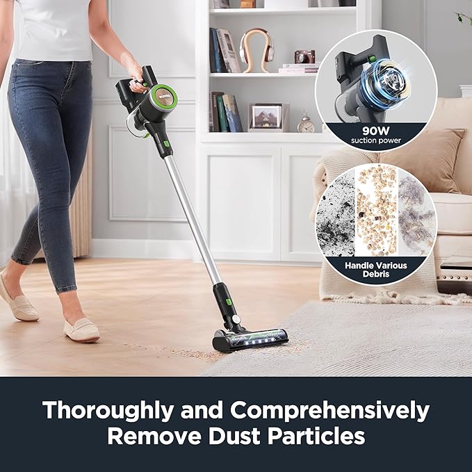 Eureka Lightweight Cordless Stick Vacuum Cleaner Convenient for Hard Floors Rechargeable Handheld Vacuum Cleaner Portable with Powerful Motor Efficient Suction RapidClean Ultra NEC370GR Moss Green
