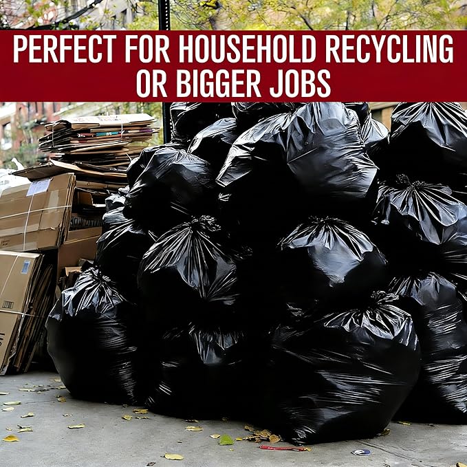 30-33 Gallon Trash Bags 110 Count Black Heavy Duty Garbage Bags 1.7 MIL 31.5 x 39.4 Large Multipurpose For Home Commercial Construction Outdoor Yard