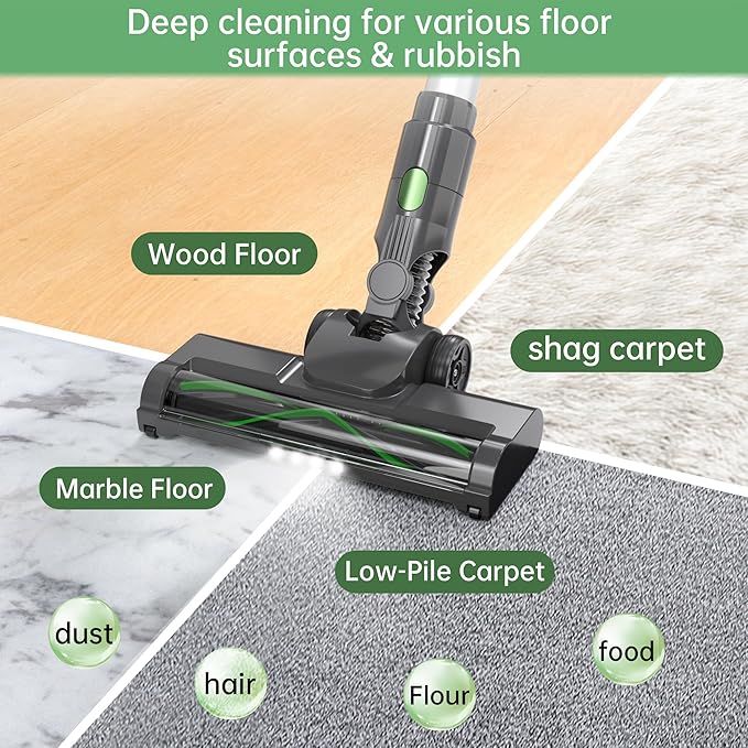 Cordless Stick Vacuum Cleaner 45KPA Powerful Suction 50Mins Runtime Lightweight 6-in-1 Vacuum with LED Touch Screen Anti-Tangle for Pet Hair Hard Floor Carpet Home Car