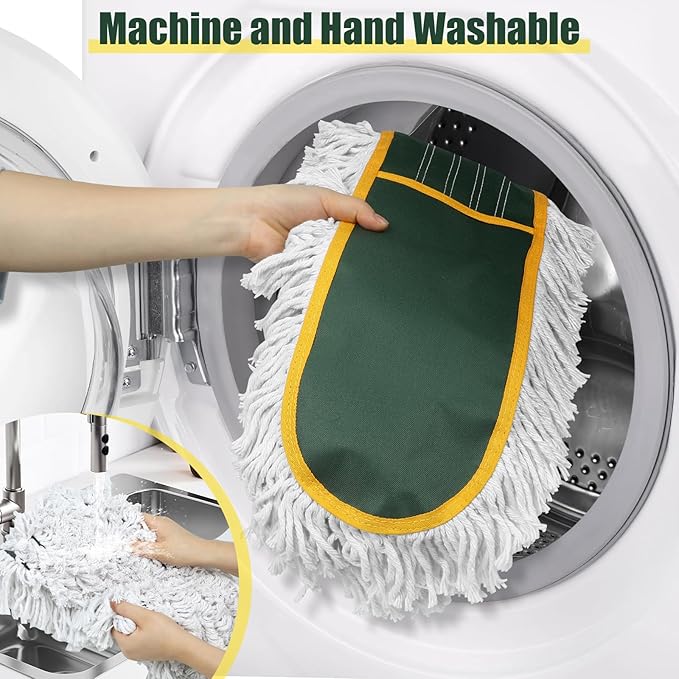 24 Commercial Dust Mop for Floor Cleaning Heavy Duty Large Mop with Replacement Mops Pads Industrial Duster Floor Wet Dry Broom for Cleaning Office Garage Hardwood Warehouse