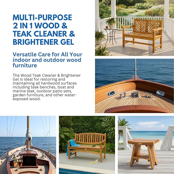 EcoDecors Loveable 2 in 1 Wood &amp Teak Cleaner and Brightener Gel 1 L for Outdoor Use Cleans Renews and Refreshes Outdoor Wood